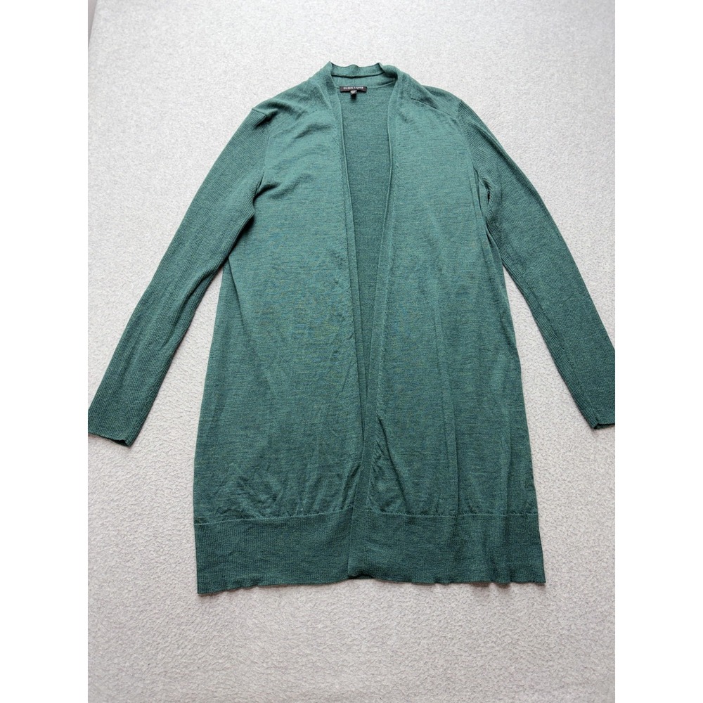 Eileen Fisher Green Merino Wool Open Front Cardigan Sweater Womens Medium R1JM-2 - Picture 6 of 14